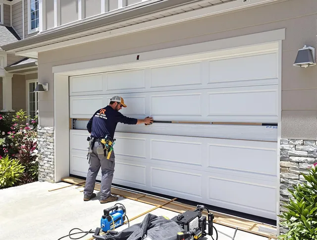 Seekonk Garage Door Repair team performing complete garage door replacement at Seekonk residence